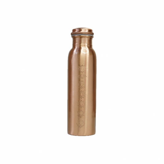 Copper Water Bottle with Sacred (7 Chakras) Geometry Design