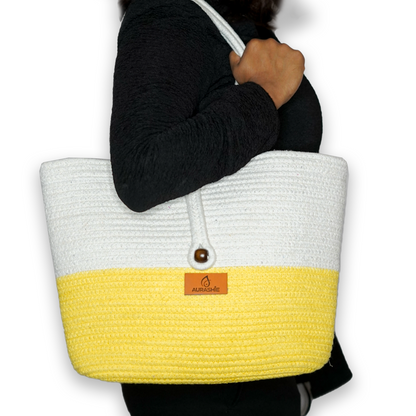 Jute-Cotton Chic Tote (Yellow)