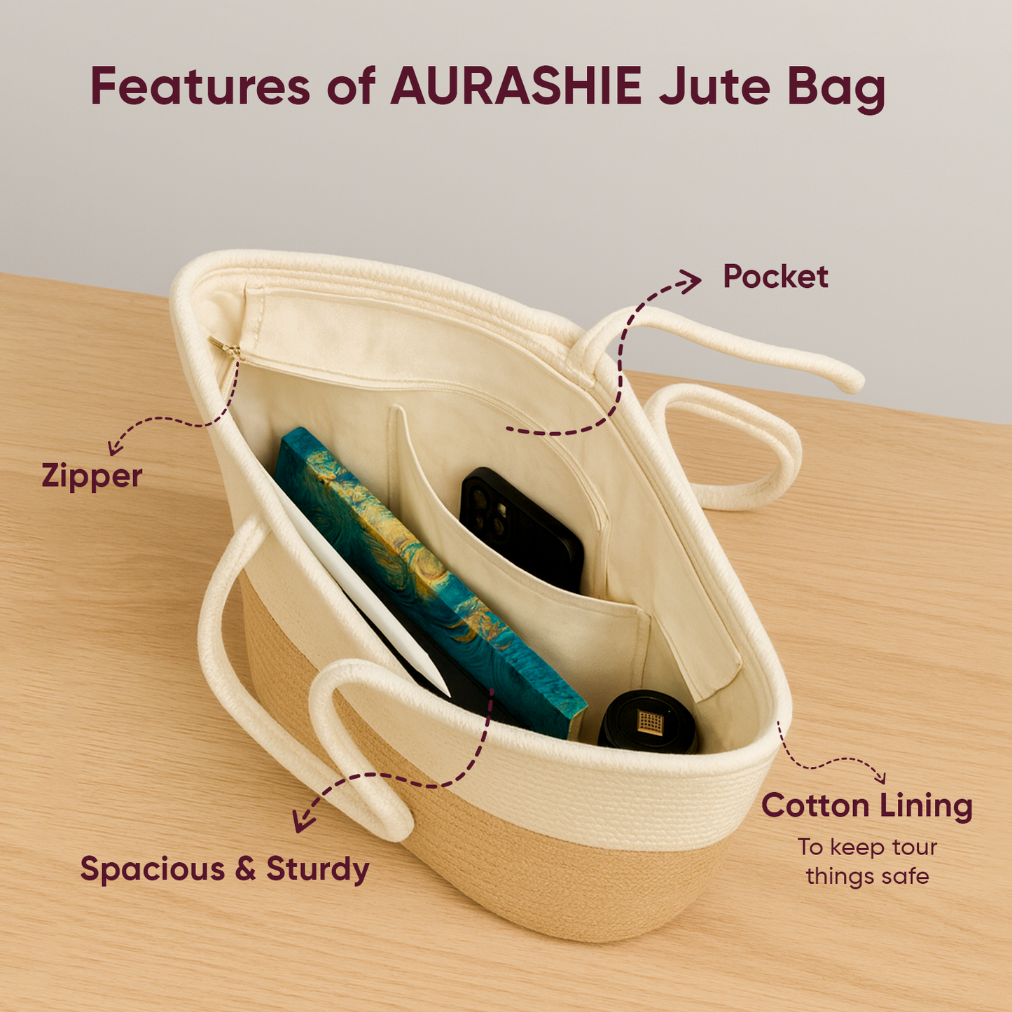 Jute-Cotton Chic Tote