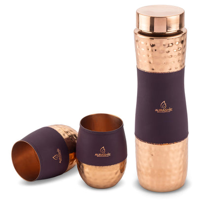 Hammered Copper Drinkware Set (Bergandi Grip Sleeve)
