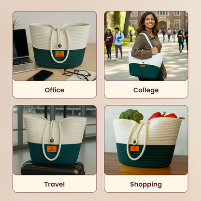 Multifunctional bag used in various settings like office, college, travel, and shopping.