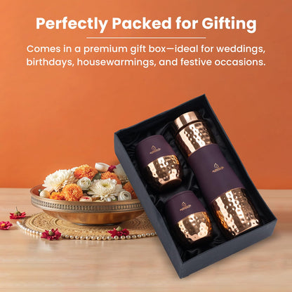 Hammered Copper Drinkware Set (Bergandi Grip Sleeve)