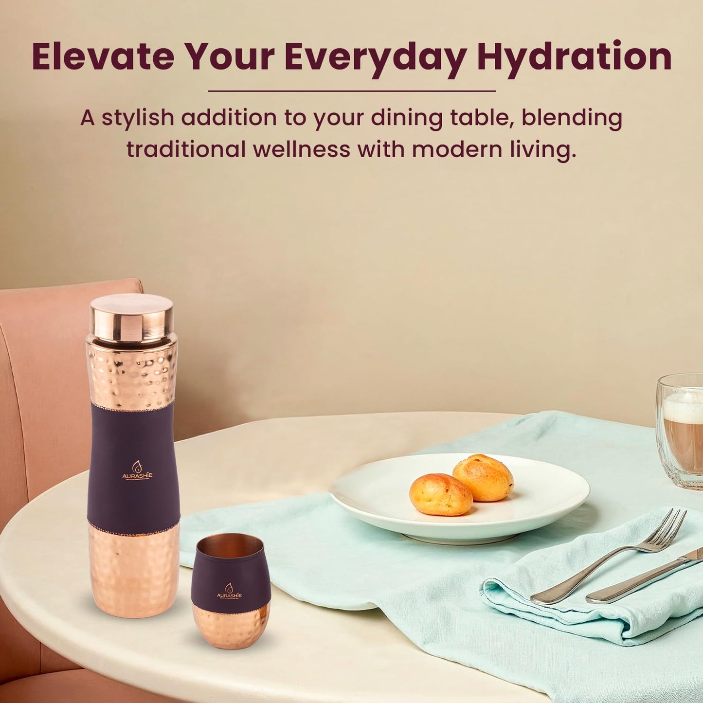 Hammered Copper Drinkware Set (Bergandi Grip Sleeve)