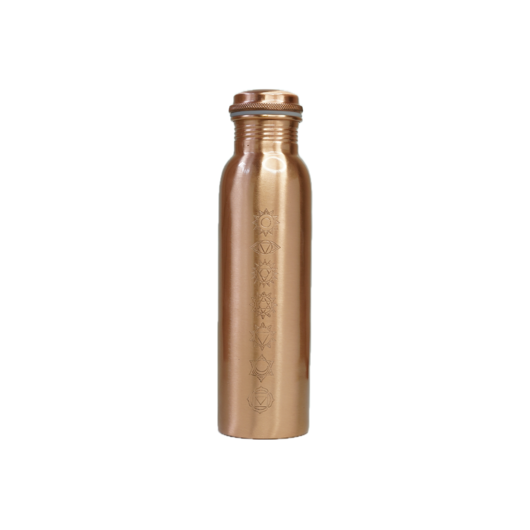 Copper Water Bottle with Sacred (7 Chakras) Geometry Design