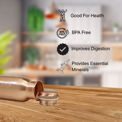 Copper Water Bottle with Sacred (7 Chakras) Geometry Design