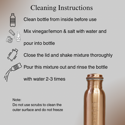 Copper Water Bottle with Sacred (7 Chakras) Geometry Design