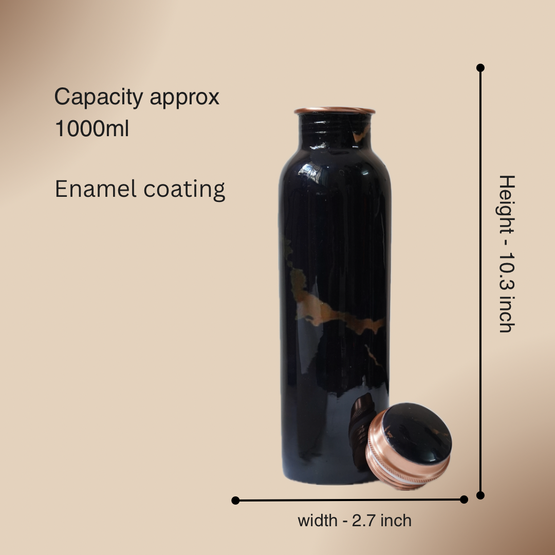 Pure Copper Water Bottle - (Black Marble Finish)