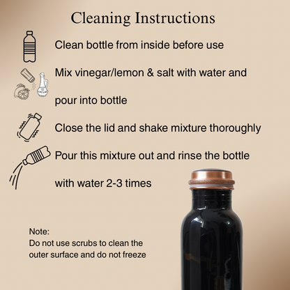 Pure Copper Water Bottle - (Black Marble Finish)